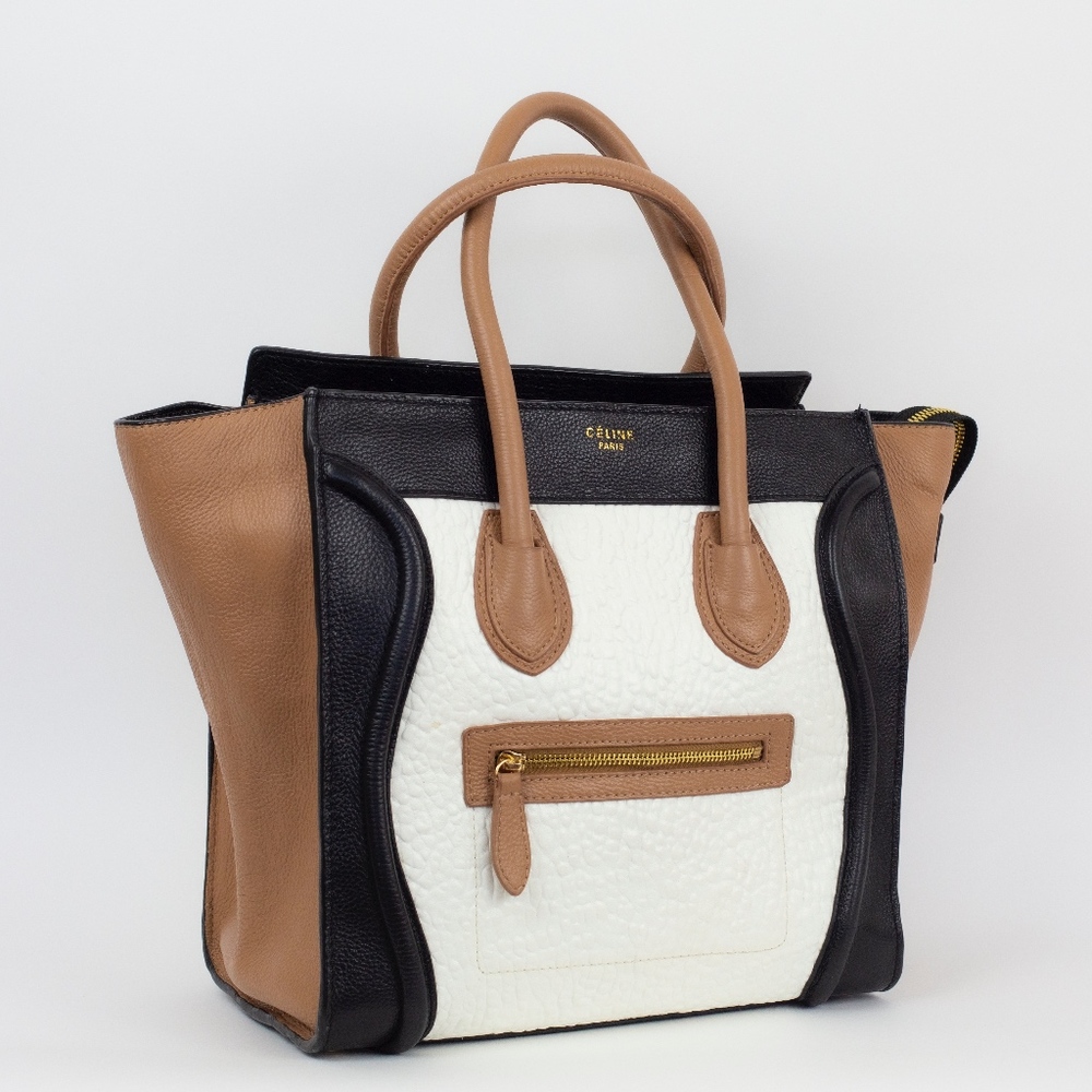CELINE Tricolor Mini Shopper Luggage Tote Handbag